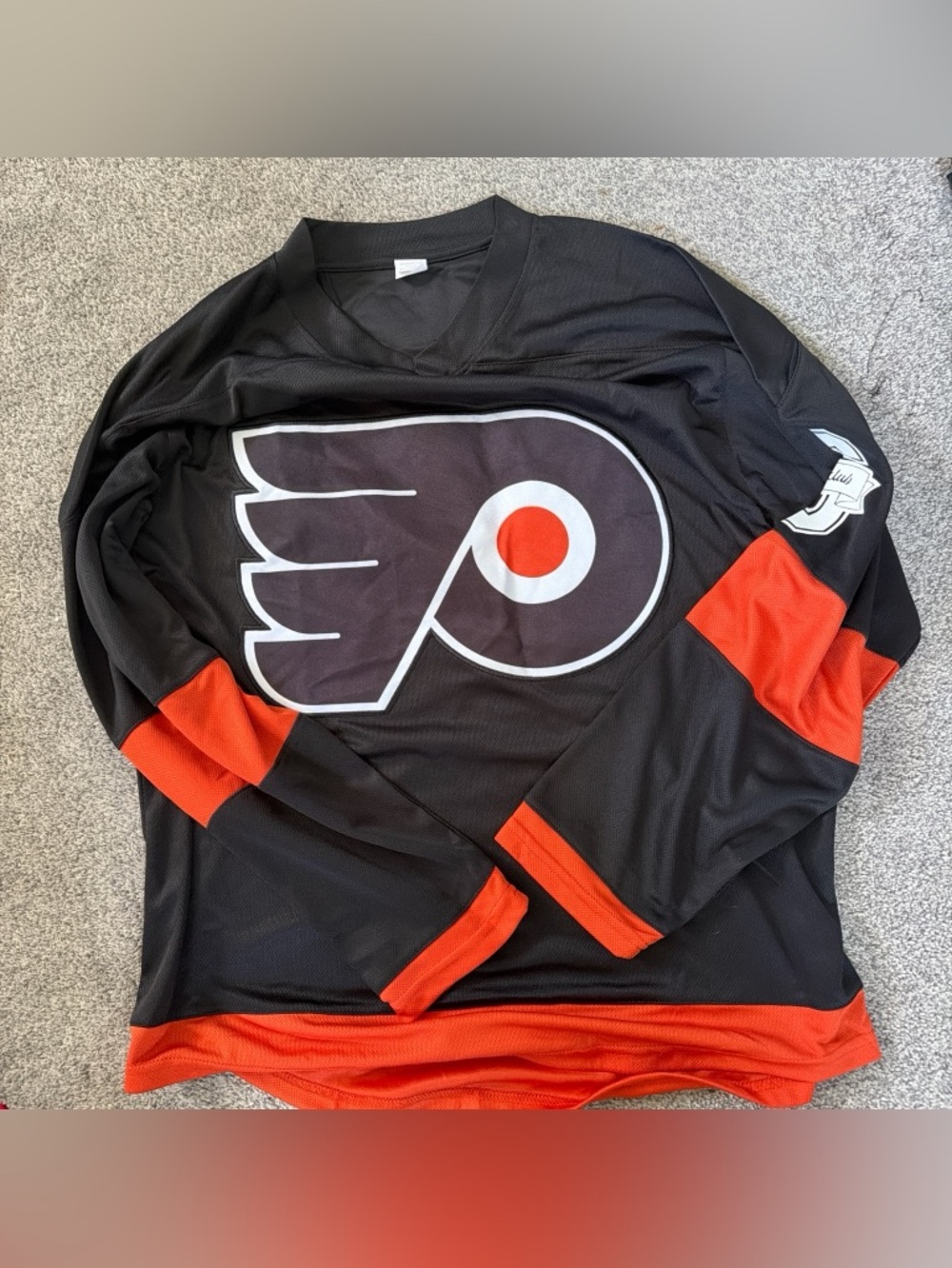 NHL Philadelphia Flyers Black and Orange Long Sleeve Jersey Top